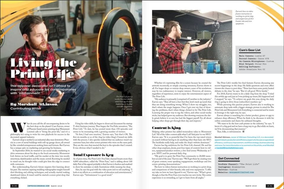 We were Featured in Printwear Industry Screen Printing Magazine.